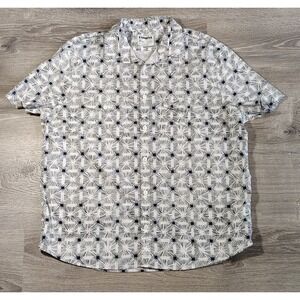 Express Button Shirt Men's XL‎ Slim Soft Wash White Short Sleeve All Over Burst